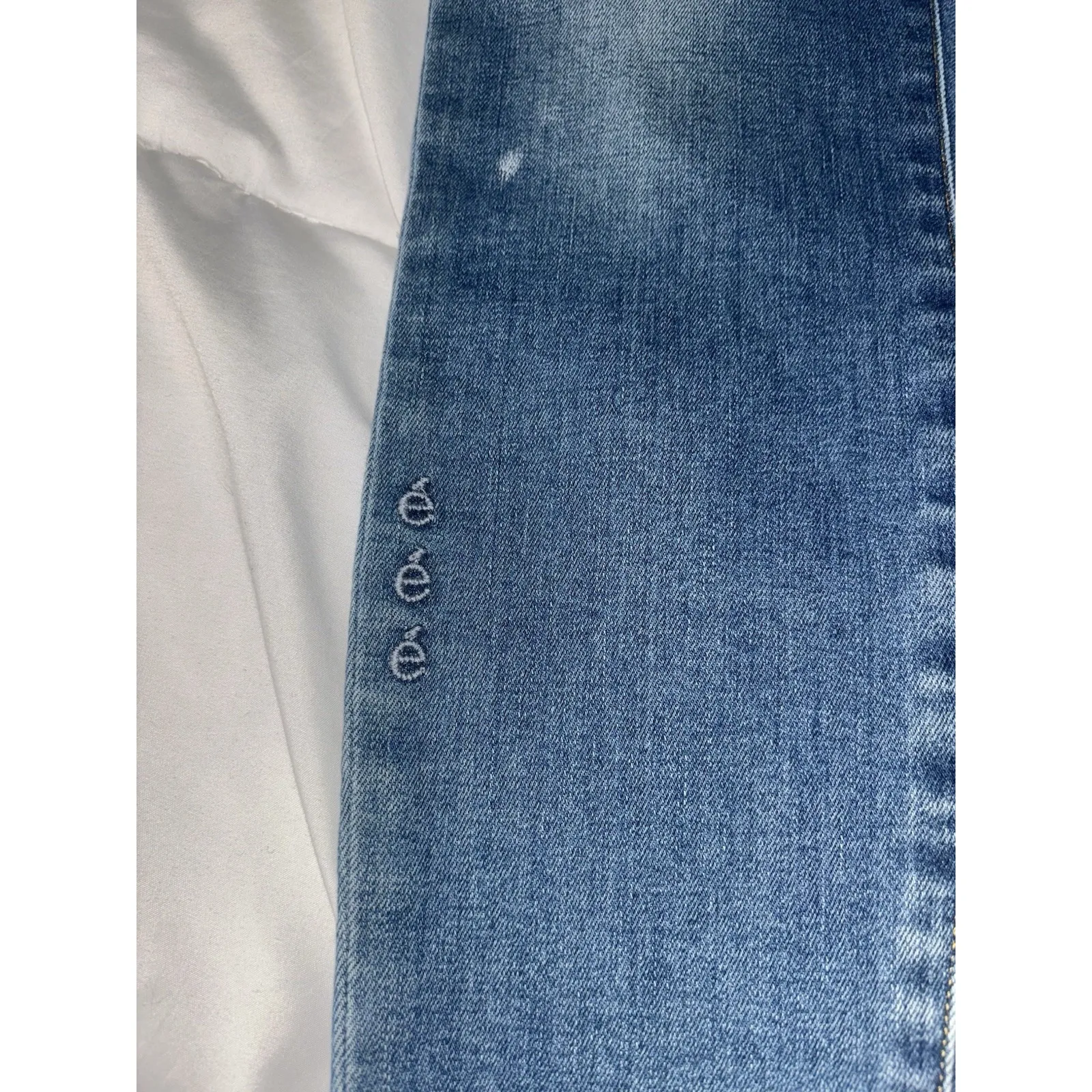 NWOT Etica jeans Lily mid rise skinny ankle size‎ 26 intentional paint splatter Blue - Image 3