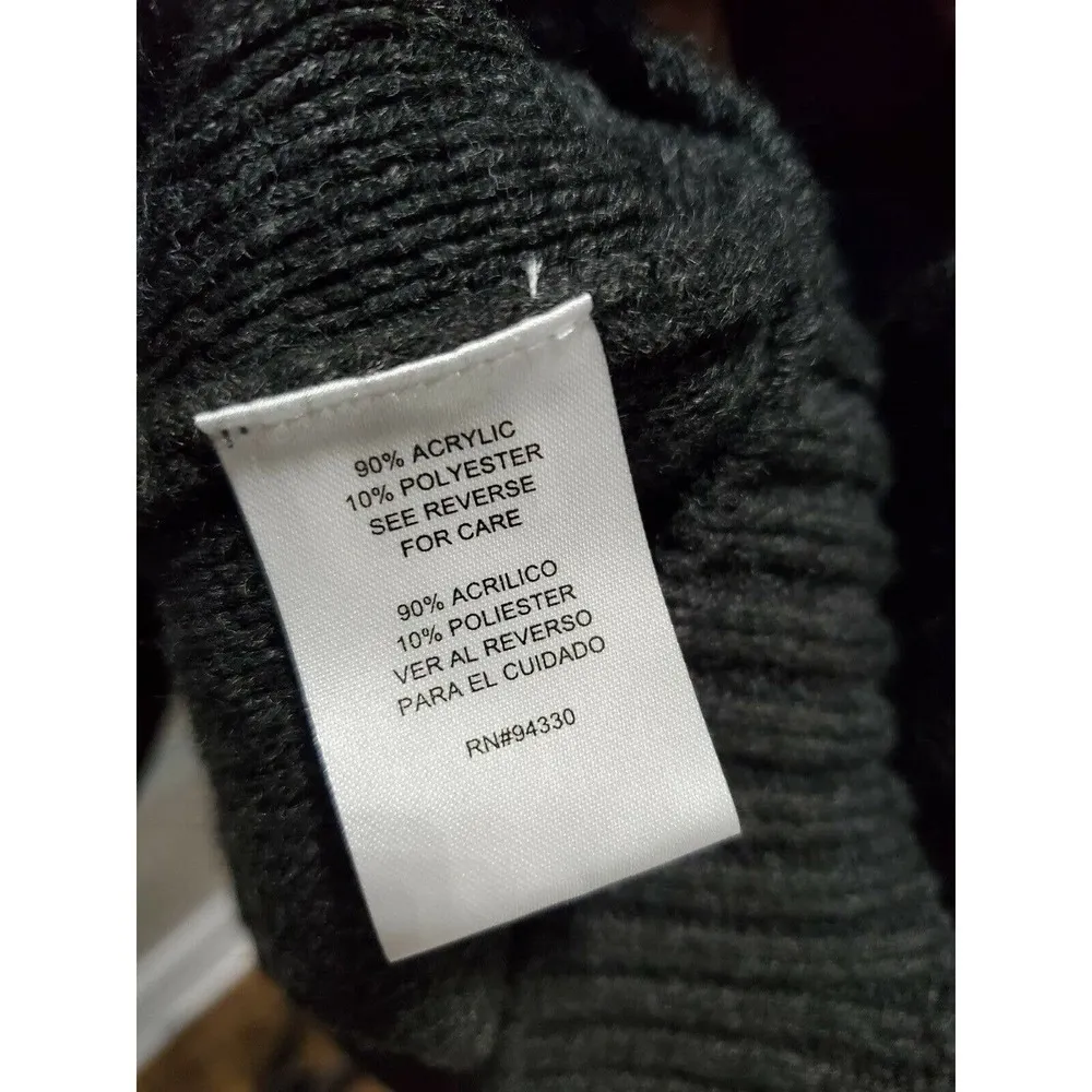 One A Women's Grey Acrylic Cold Shoulder Sleeve Round Neck Sweater Size Large Black - Image 9