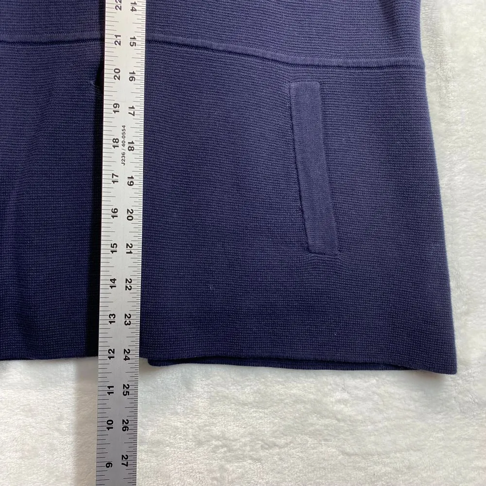 Talbots Cardigan Jacket Blazer Large Petite‎ Navy Blue Knit Button Front Collar - Image 4