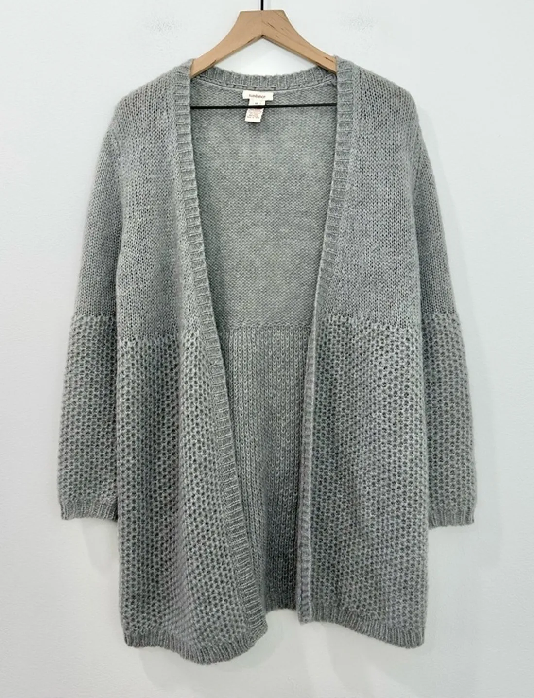 Sundance Cardigan Gray Wool Mohair Blend Open Front Chunky Knit Medium - Image 1
