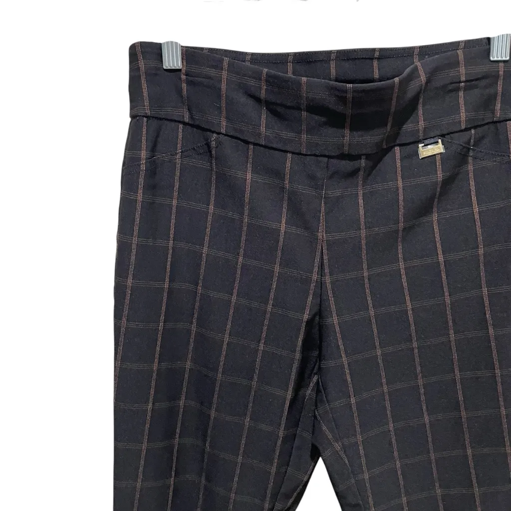 Anne Klein Black Windowpane Plaid Slim Pants Women’s Size 8 - Image 3
