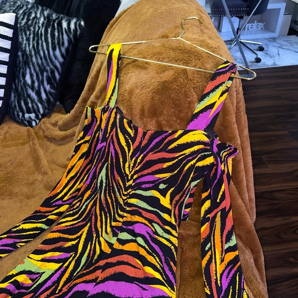 Dundas x Revolve Carmen Mini Dress in Black Zebra Pink - Image 6