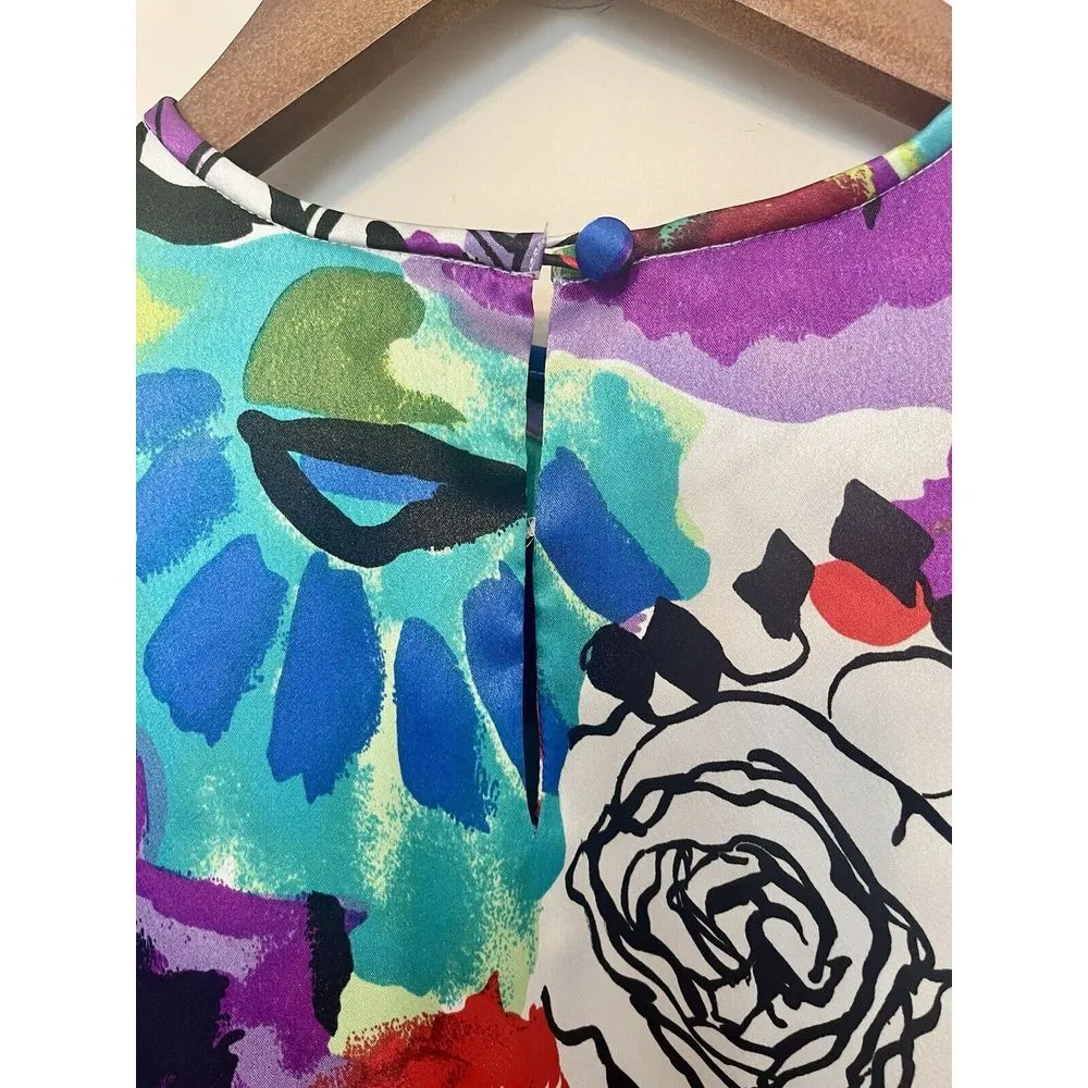 EJHarper Shirt Size6‎ long sleeve colorful watercolor Artsy Floral Geometric - Image 7