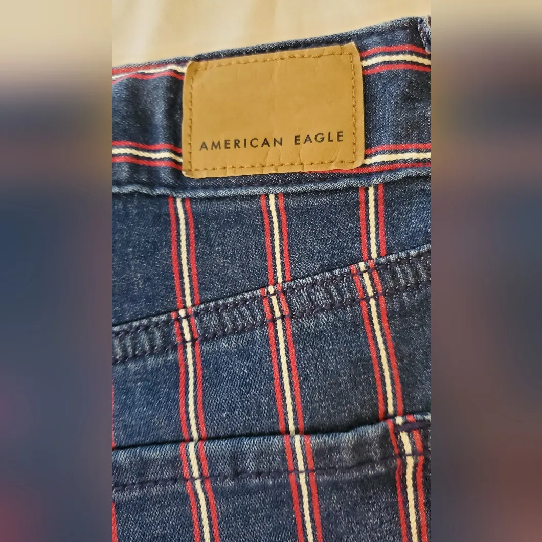 American Eagle Outfitters Blue and Red Mini Skirt Casual Size:8 - Image 5