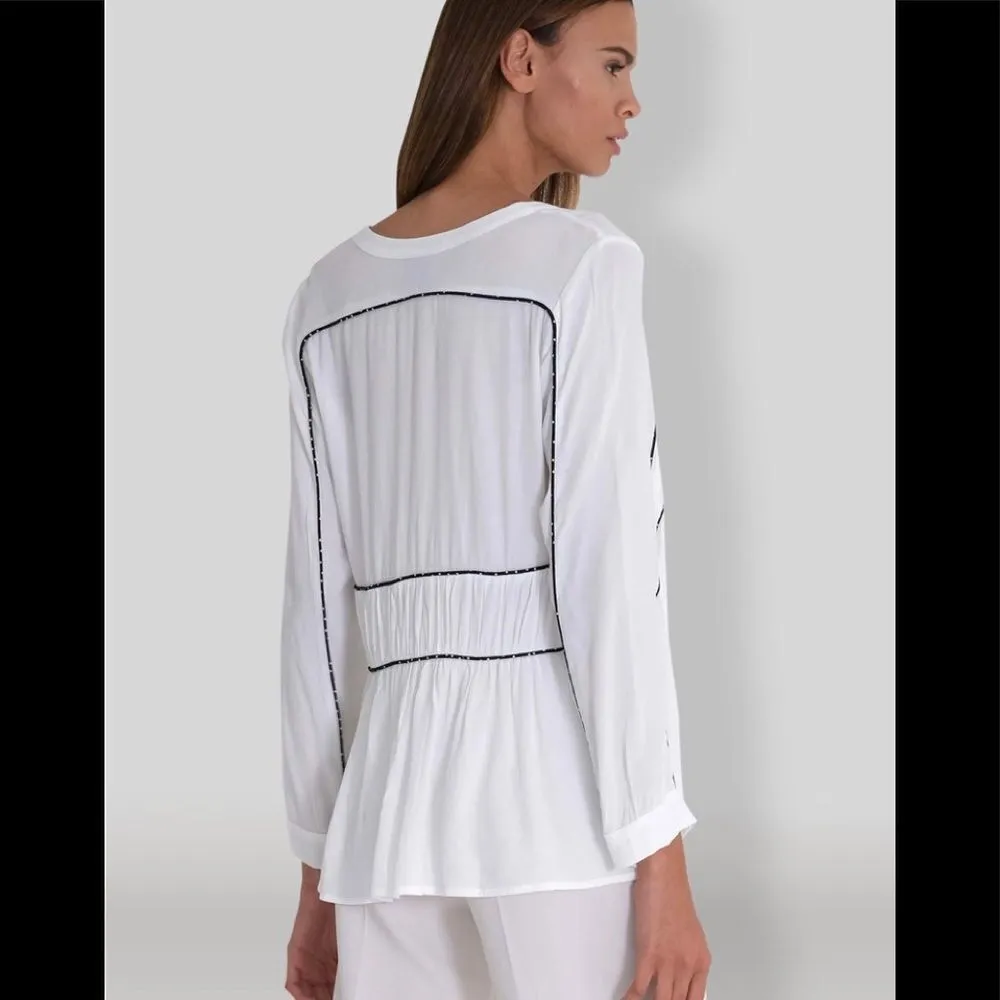 Muche et Muchette 1339b brandy pipped blouse medium White - Image 2