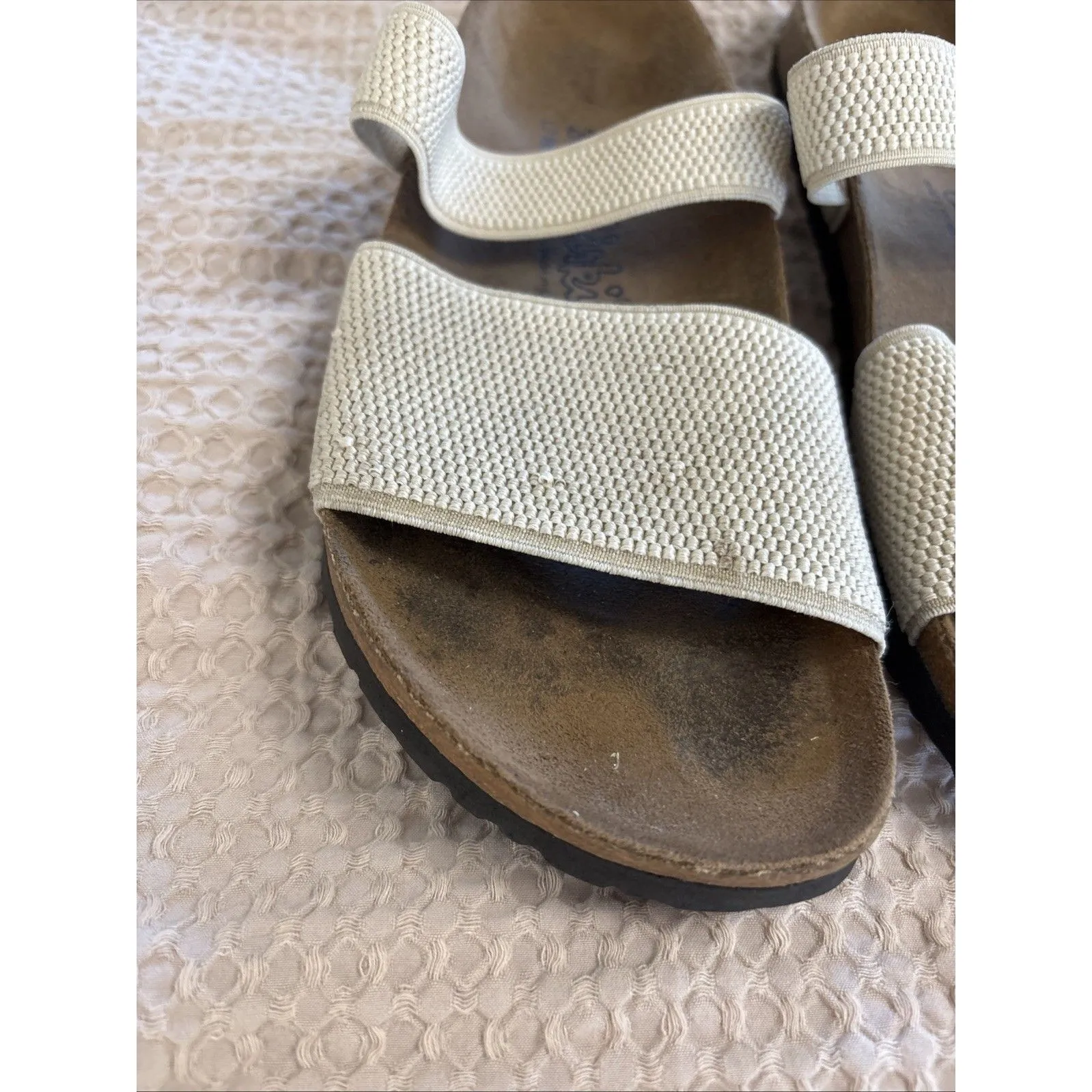 BIRKENSTOCK Birkis Curacao Ivory 2 Stretch Strap Slide Sandals EUR 38 US 7 - Image 2