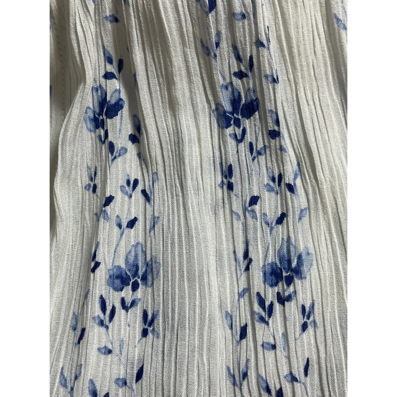 Club Monaco White Blue Silk Floral Mock Neck Long Sleeve Mini A-Line Dress Sz 0 - Image 3