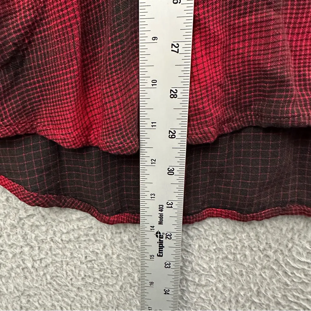 J.Jill Long Sleeve‎ Button Up Plaid Shirt Casual Preppy Casual Travel Pockets 2X Red - Image 9