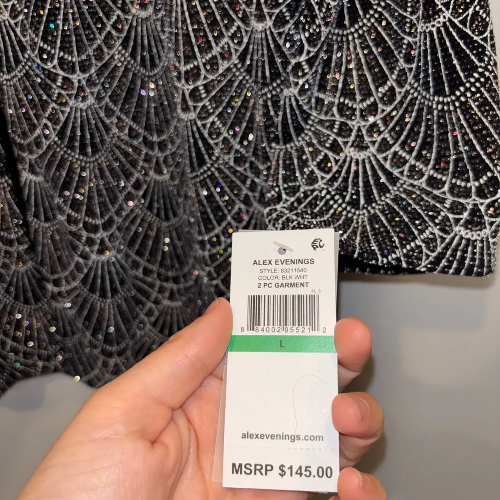 NWT Alex Evenings Black and Silver Embellished Jacket - Image 3