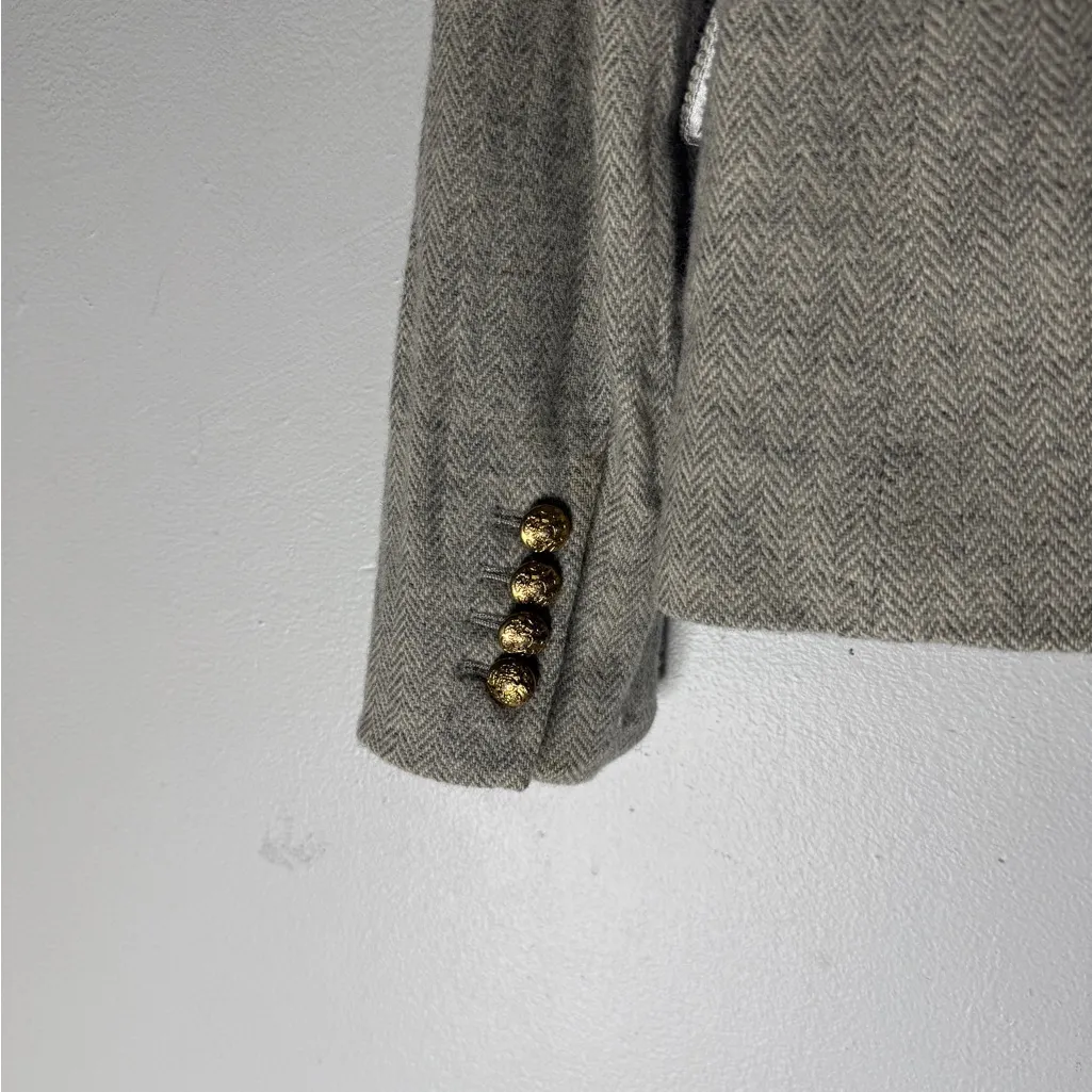 J.Crew Gray school boy blazer lined gold buttons womens size 4 - Image 6