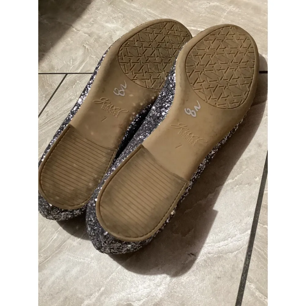 Jewel Badgley Mischka Mathilda Silver Glitter Jewel Flats Wedding Formal 7 - Image 6