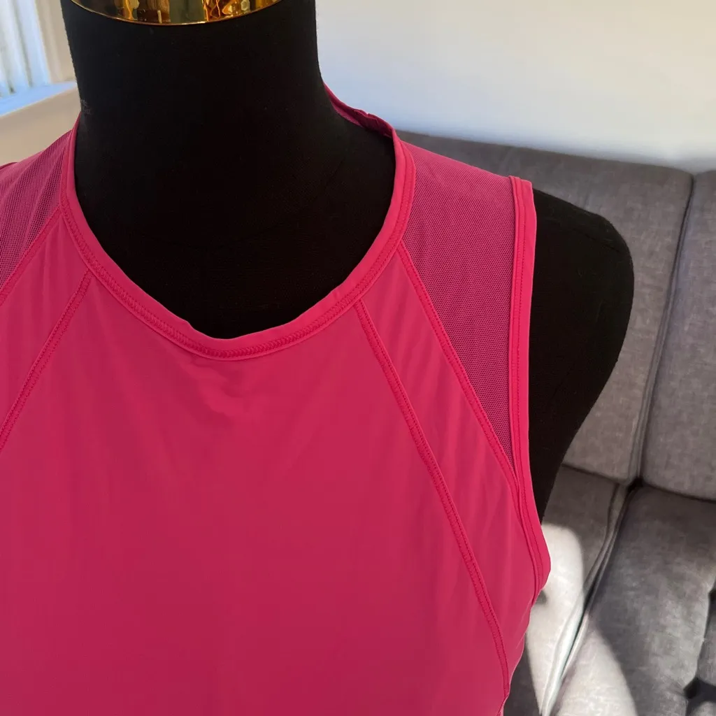 Lululemon Athletica Vibrant Pink Tank Top with mesh accents.  Size 6 - Image 2