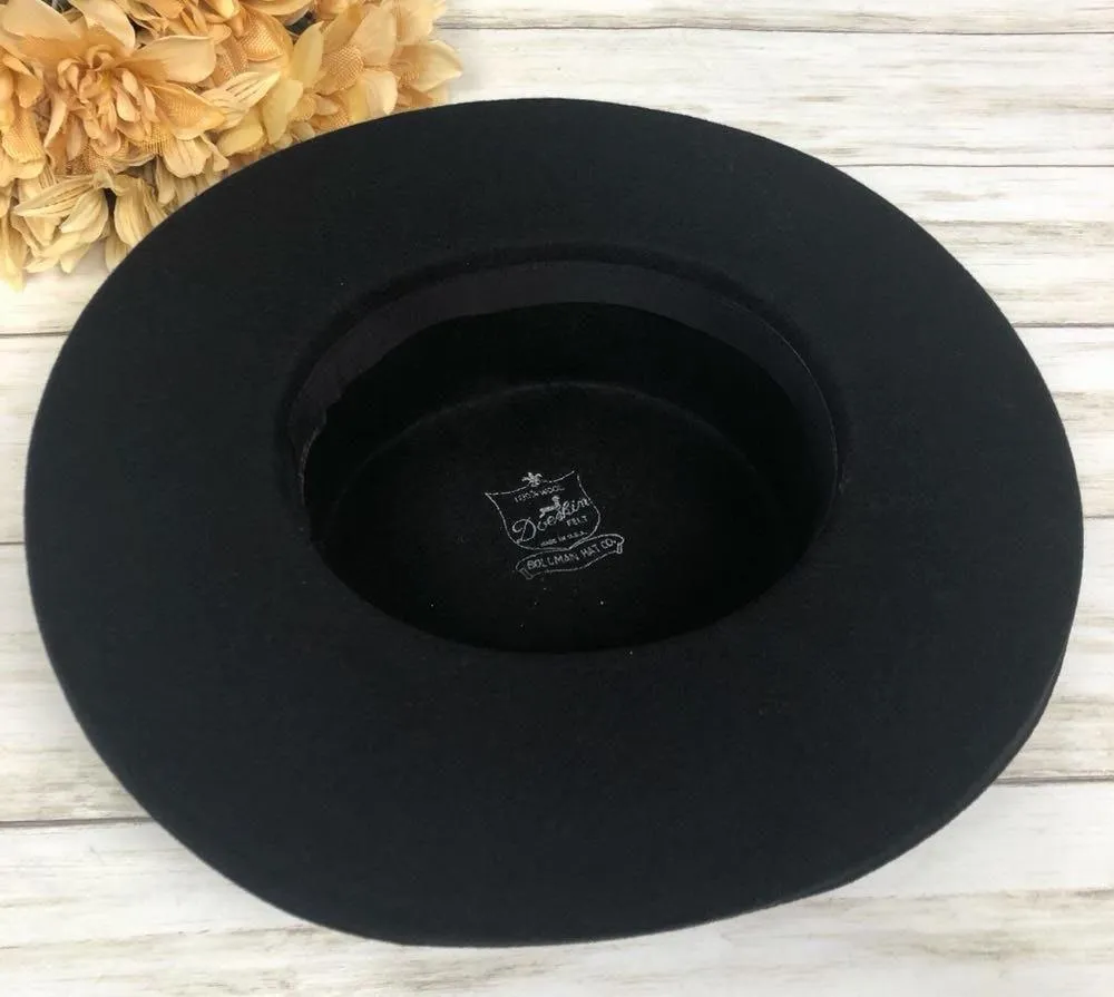 Bollman Hat Co Felt Wool Wide Brim Boater Hat Button Accents - Image 5