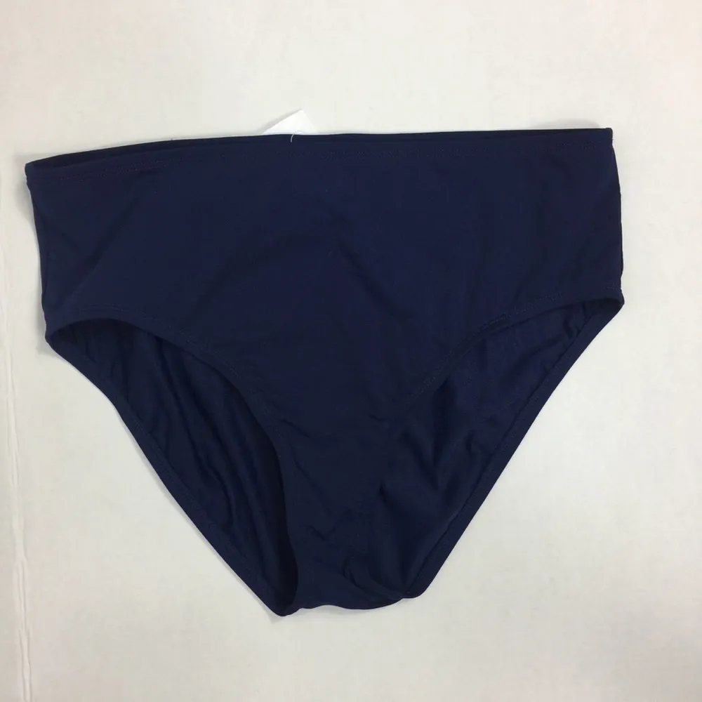 Adidas High Waist Bikini Bottom Navy 10 - Image 6
