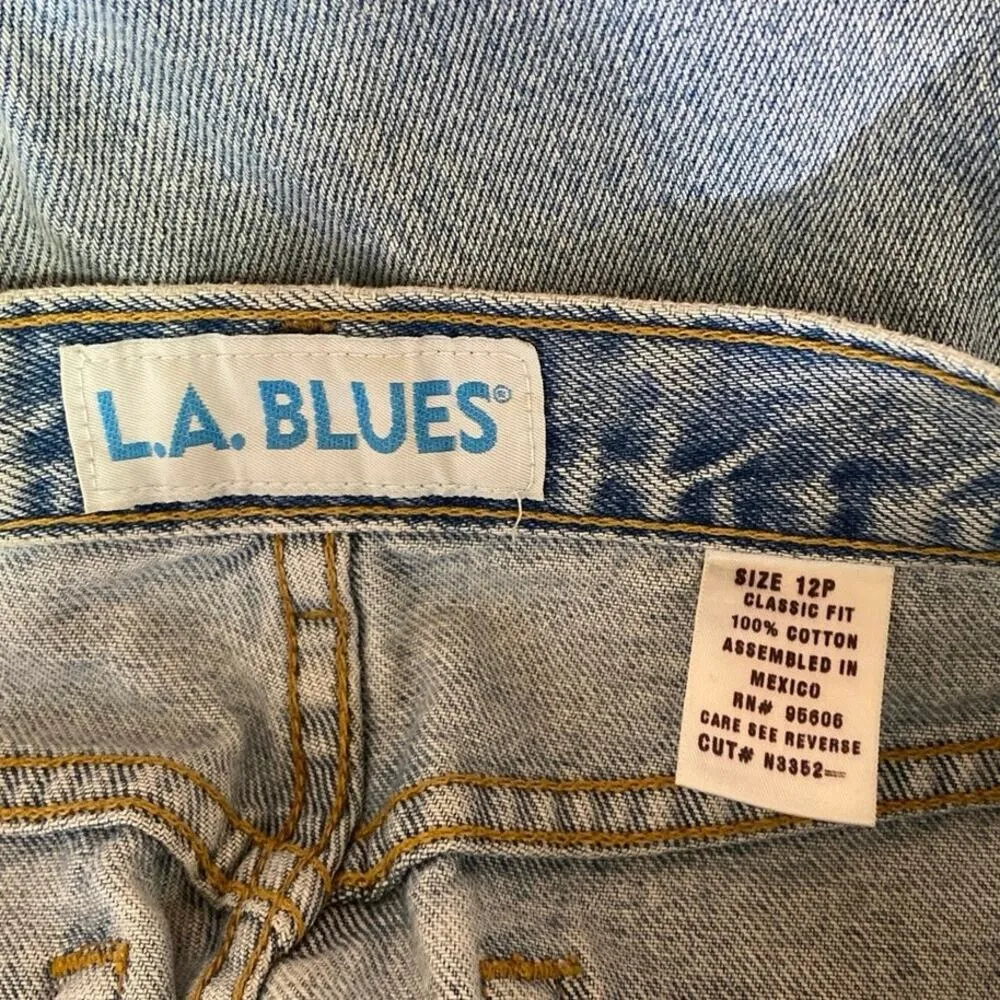 LA Blues Cotton Light Wash Classic Fit High Rise Straight Cropped Jeans Size 12P - Image 5