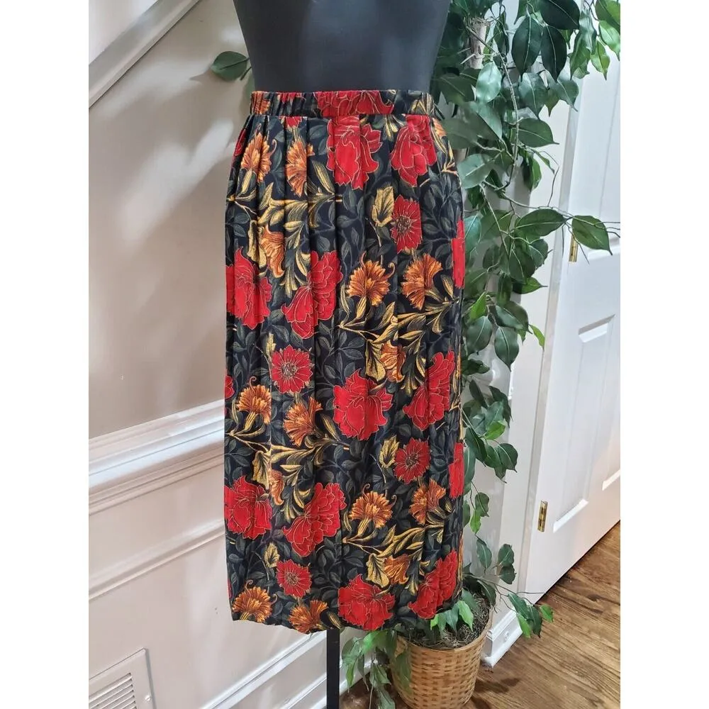 Matthew & David Women's Red Floral Single Breasted Blazer & Skirt 2 Pc's Suit 16 - Image 3