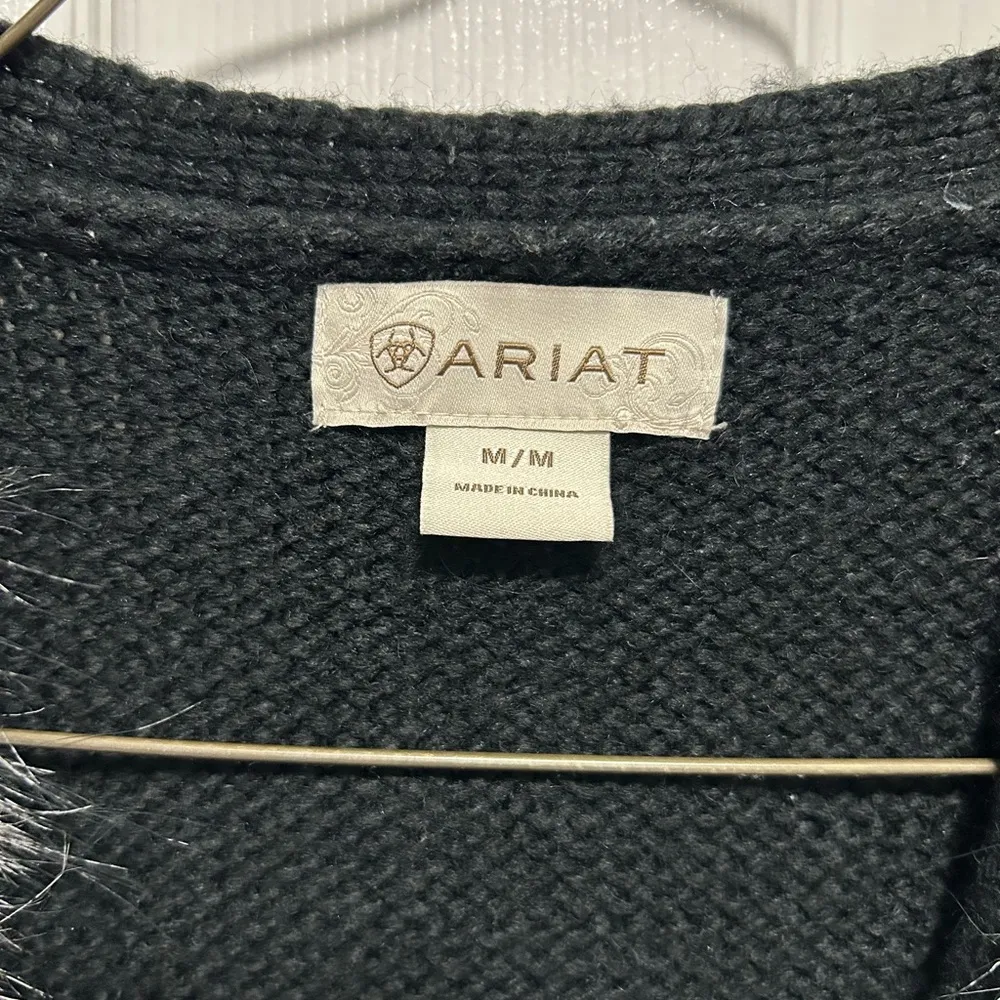 Ariat  Black Vest with Gray Faux Fur Front - Image 2