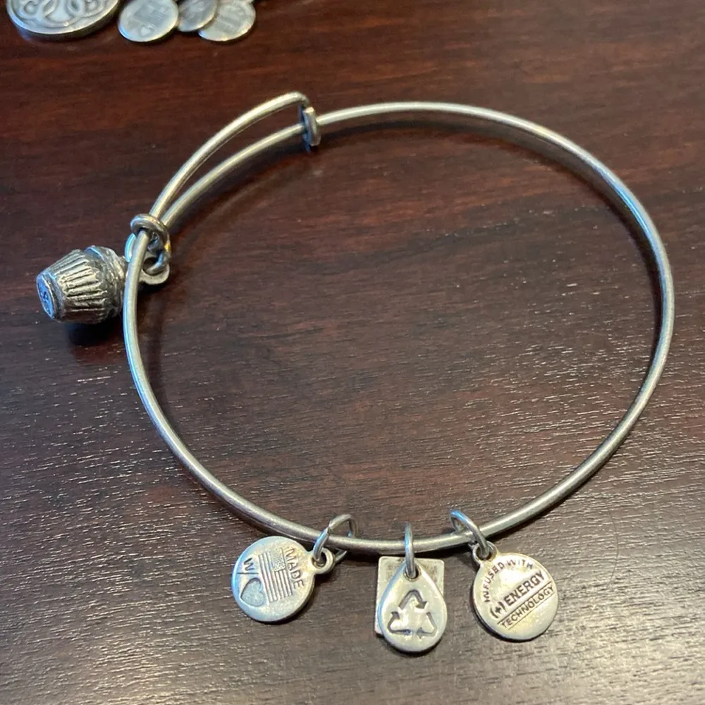 Alex and Ani cupcake charm bangle bracelet, silver toned - Image 3