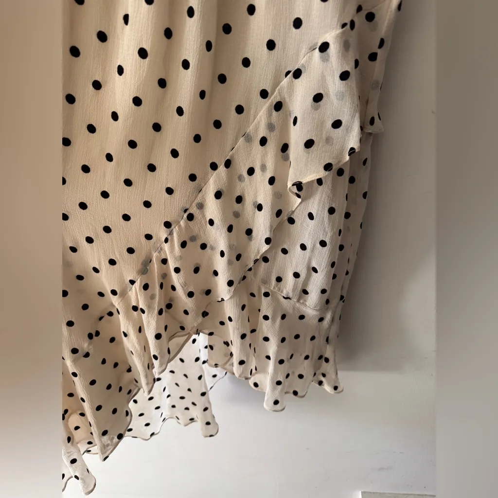 Bardot Black and White Polka Dot Ruffle Viviana Spot Asymmetrical Midi Dress - Image 6