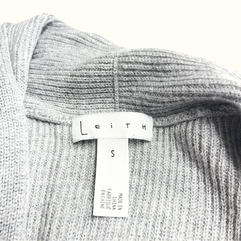 Imperfect Leith cardigan small open front knit cardigan back slits neutral gray - Image 6