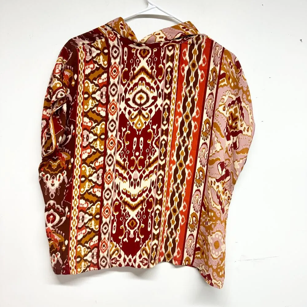 Cupcakes & Cashmere Button Up Blouse Large Women Boxy Fit Aztec Tribal Print NWT - Image 4