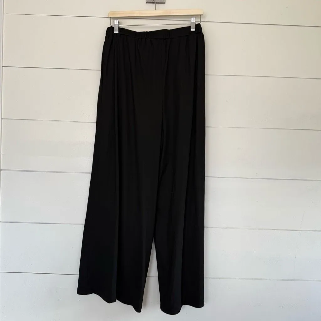 Cider Women’s 0XL Black Pleated Ribbed Wide Leg Pants - Image 3