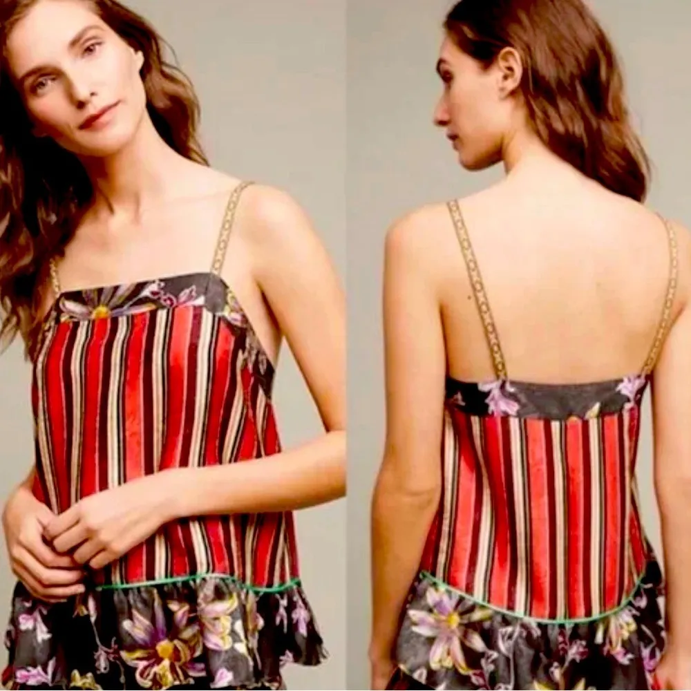 ANTHROPOLOGIE E by Eloise Acacia Floral Stripe Moulin Rouge Cami Top - Image 11