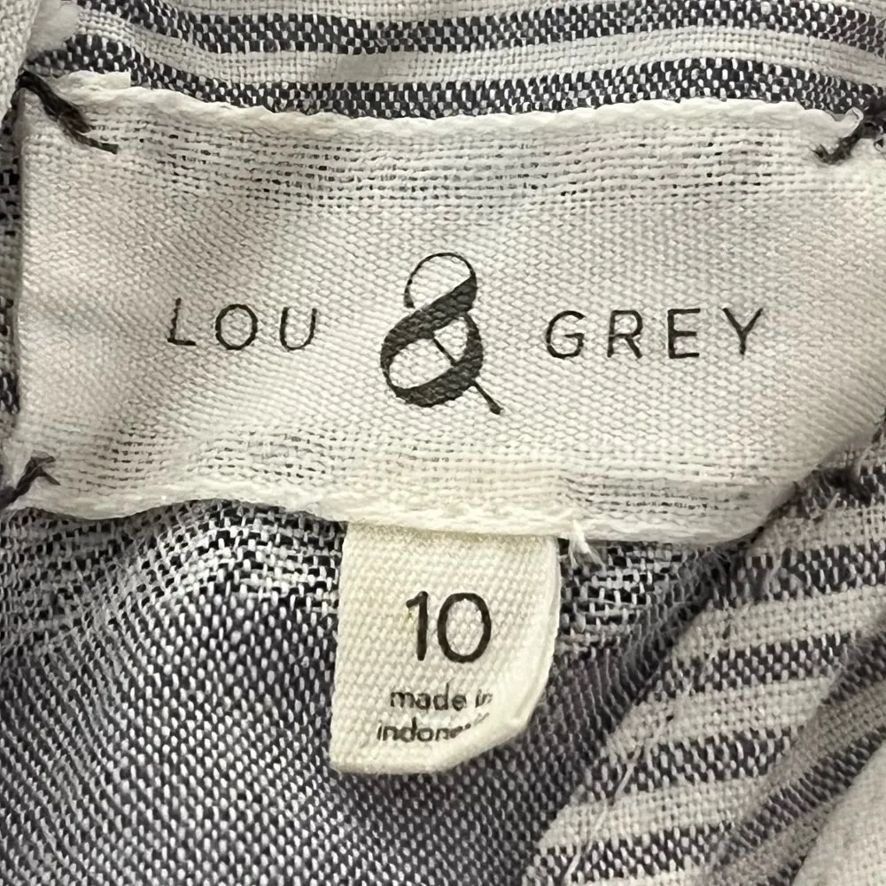Lou & Grey Tank Sundress Linen Blend Fit Flare Sleeveless Striped Pockets 10 - Image 3