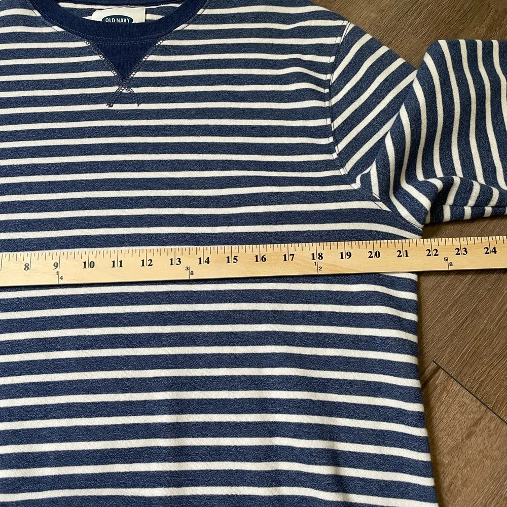 Old Navy Crewneck Striped Long Sleeve Top Fleece Lined Nautical ~ Women’s Size L - Image 14