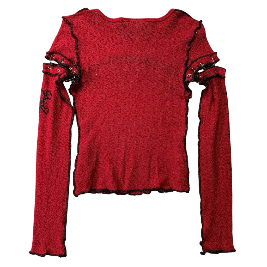 RARE Vintage Y2K Lip Service Goth Punk Safety Pin Top Size Small - Image 2