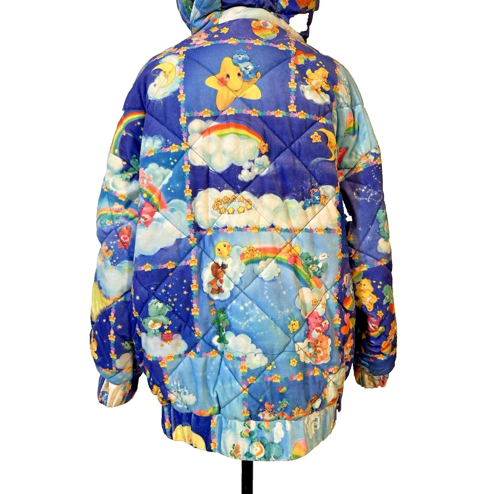 Dolls Kill Care Bears Puffer Jacket Quilted Hooded Rainbow Y2K Rave Sz XS - Image 10
