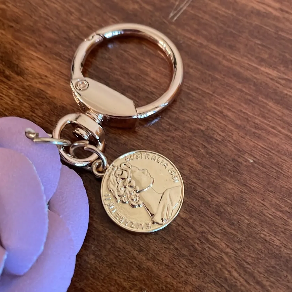 Leather flower bag charm NEW Purple - Image 2