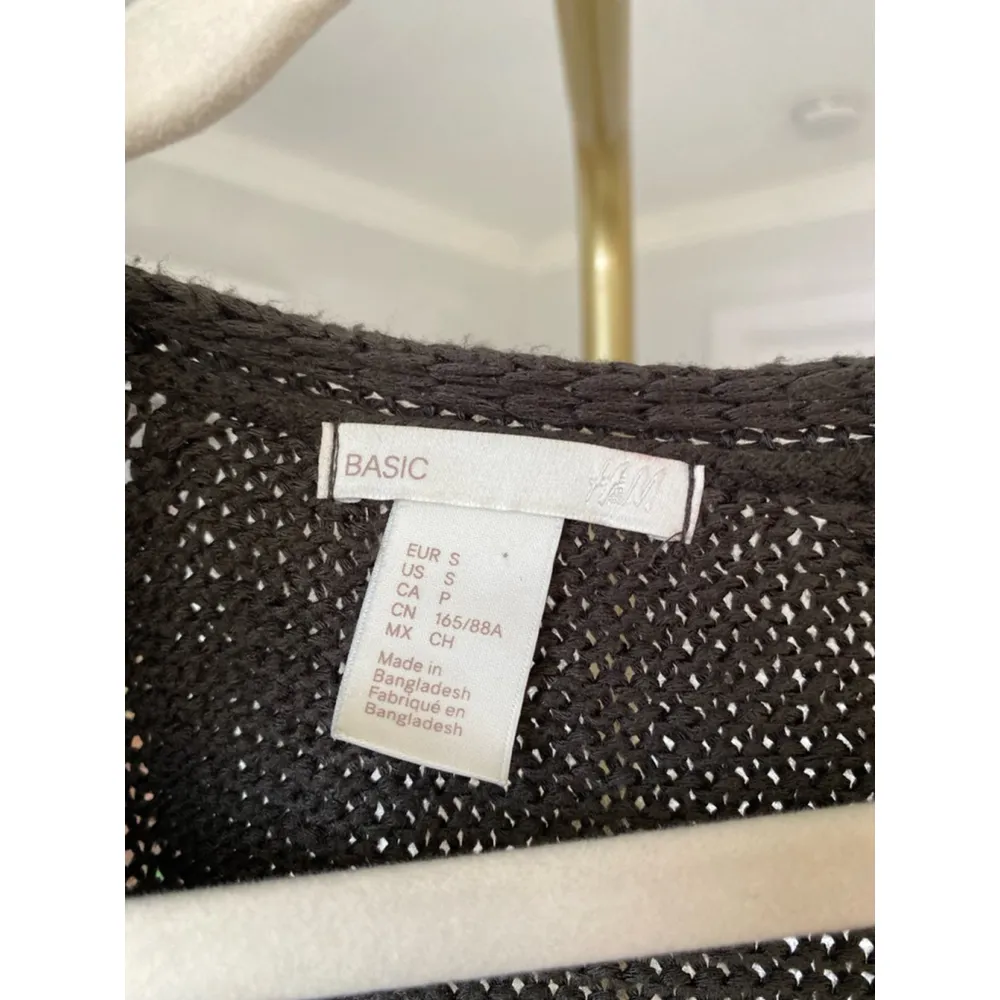 H&M Charcoal Loose Knit Sweater Gray Clean Autumn Lightweight V Neck Layer Boho - Image 4