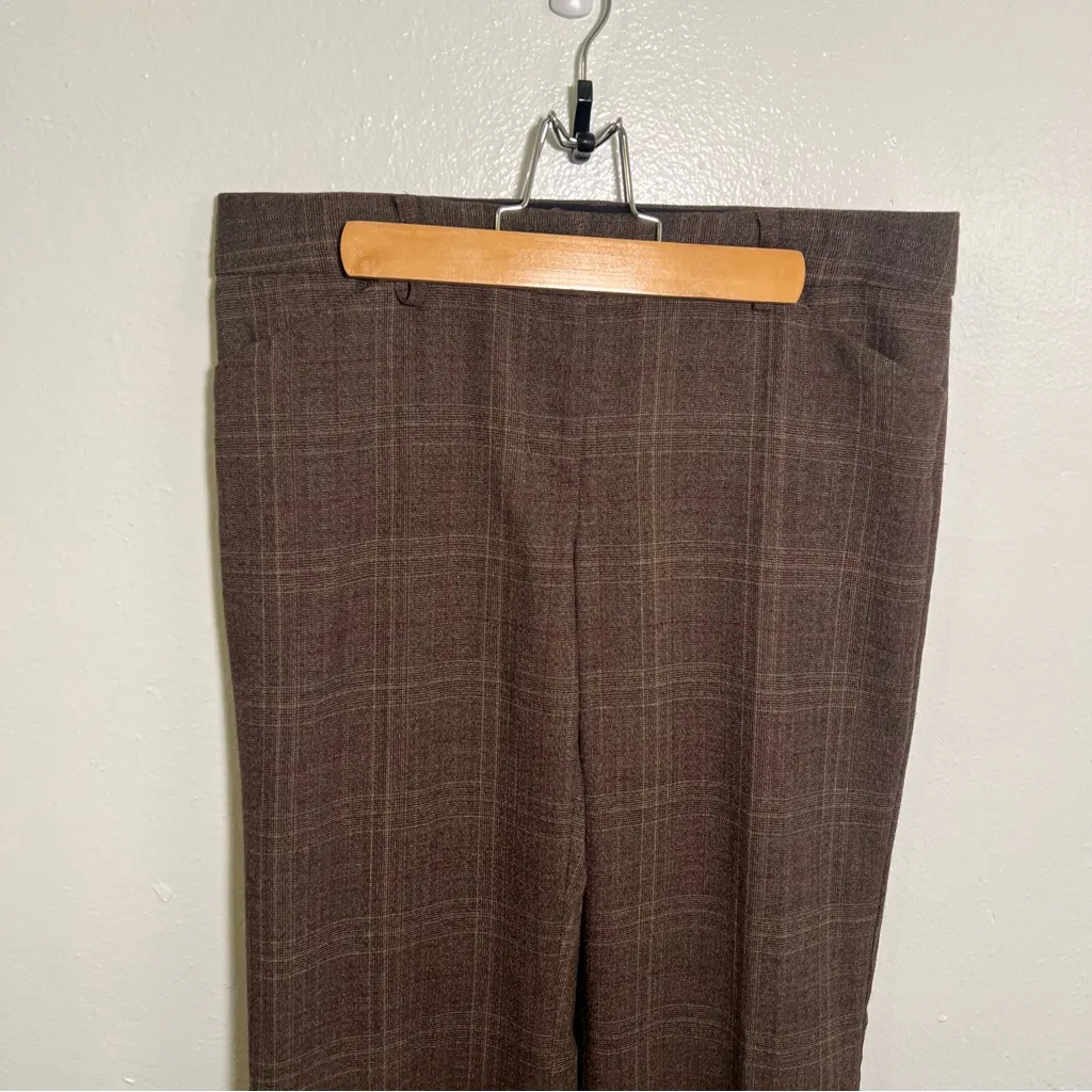 EXPRESS  Design Studio Editor Dress Pant Trousers Brown Plaid 6 - Image 2