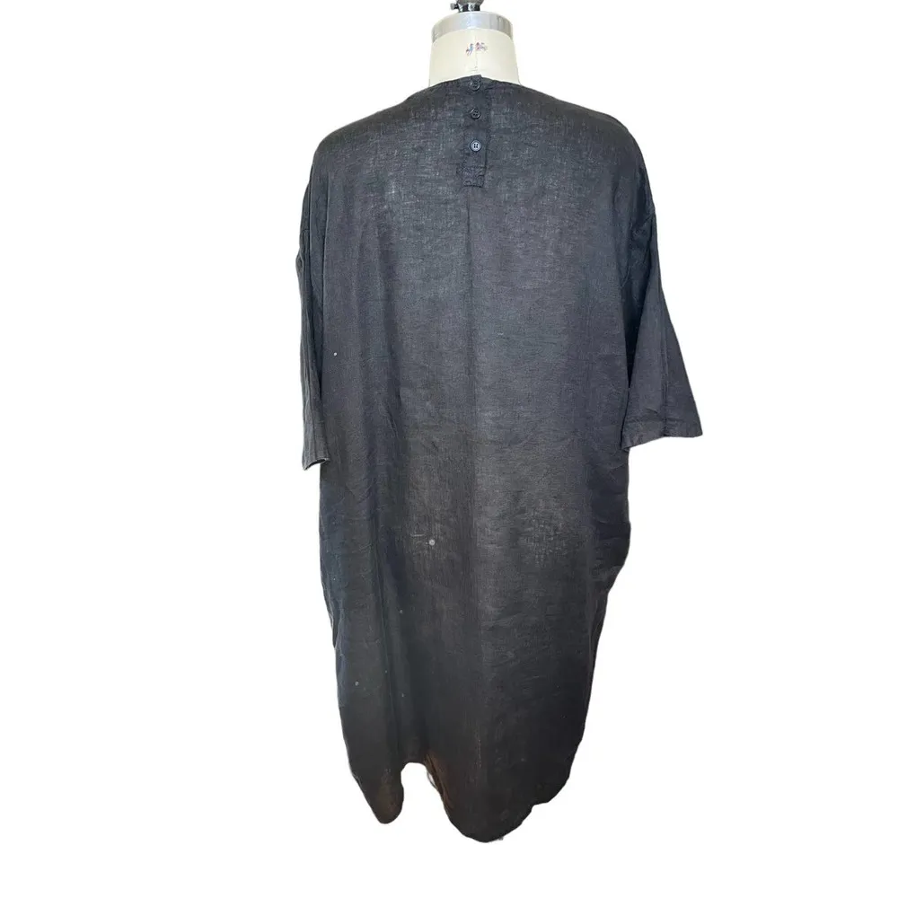 CP Shades Black Oversized 100% Linen Caftan Tunic Dress Size XS X-Small - Image 4