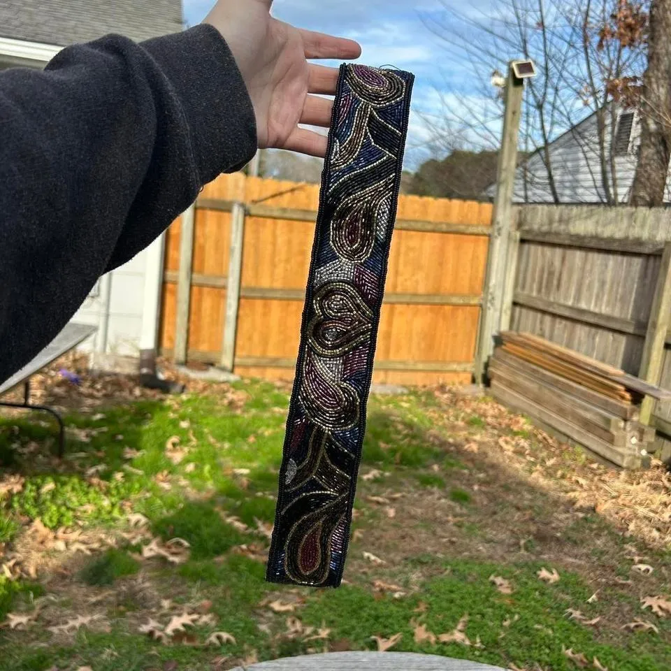 Vintage beaded 1980s belt Whimsy size xs‎ or small Black - Image 2