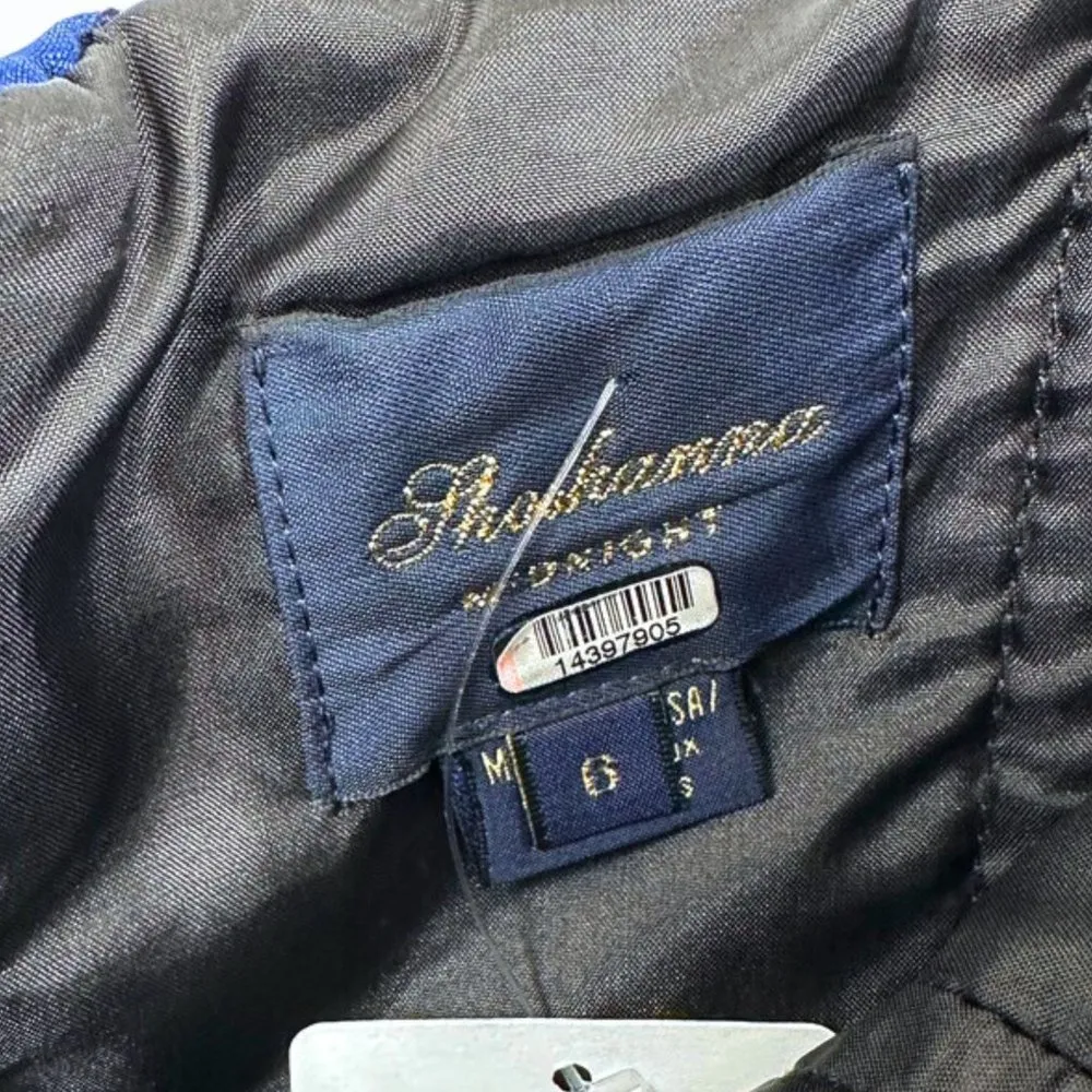 Shoshanna Midnight Moira Black Blue Sash Strapless Evening Formal Gown Size 6 - Image 5