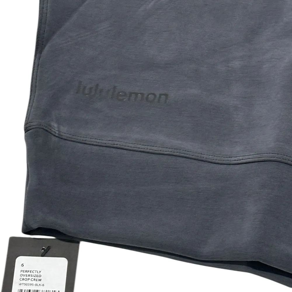 Lululemon Perfectly Oversized Cropped Crew softstreme size 6 small black - Image 5