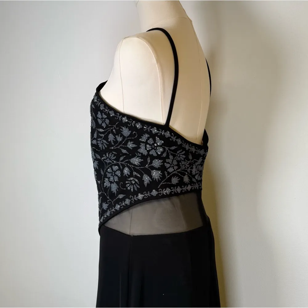 TADASHI Designer Gown Halter Neck Beaded Appliqué Sheer Waist Women’s Medium - Image 5