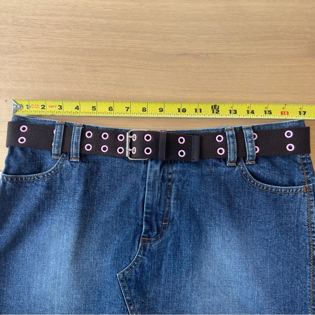 Vintage Y2K Denim Micro Mini Skirt Sz 13 Wish 100% Cotton Belted Deadstock NWT Blue - Image 9