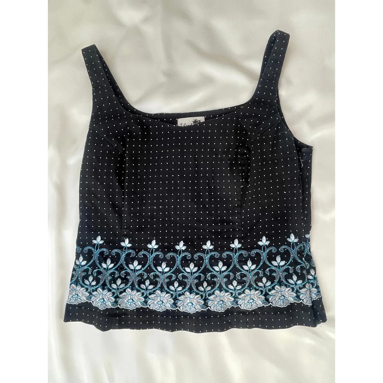 Polka Dot and Floral Tank Top Black Size M - Image 3