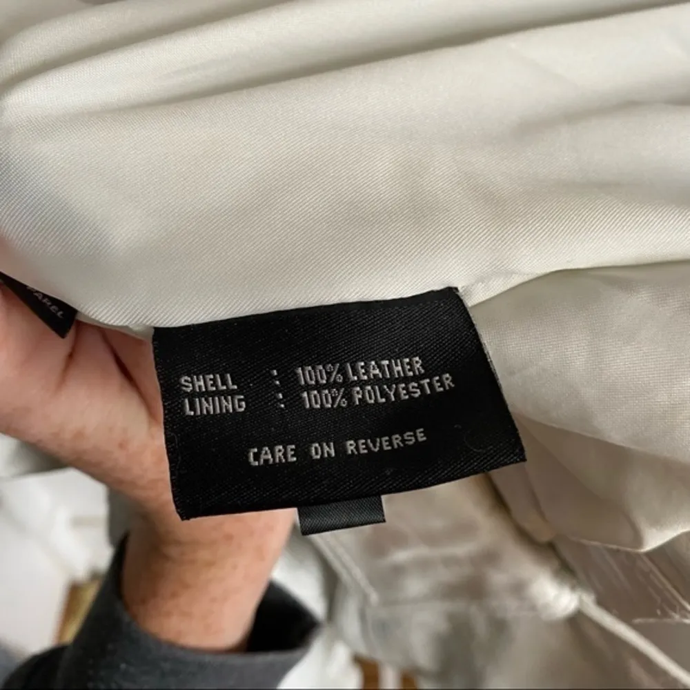 Kenneth Cole • Cream Leather Moto Jacket - Image 10