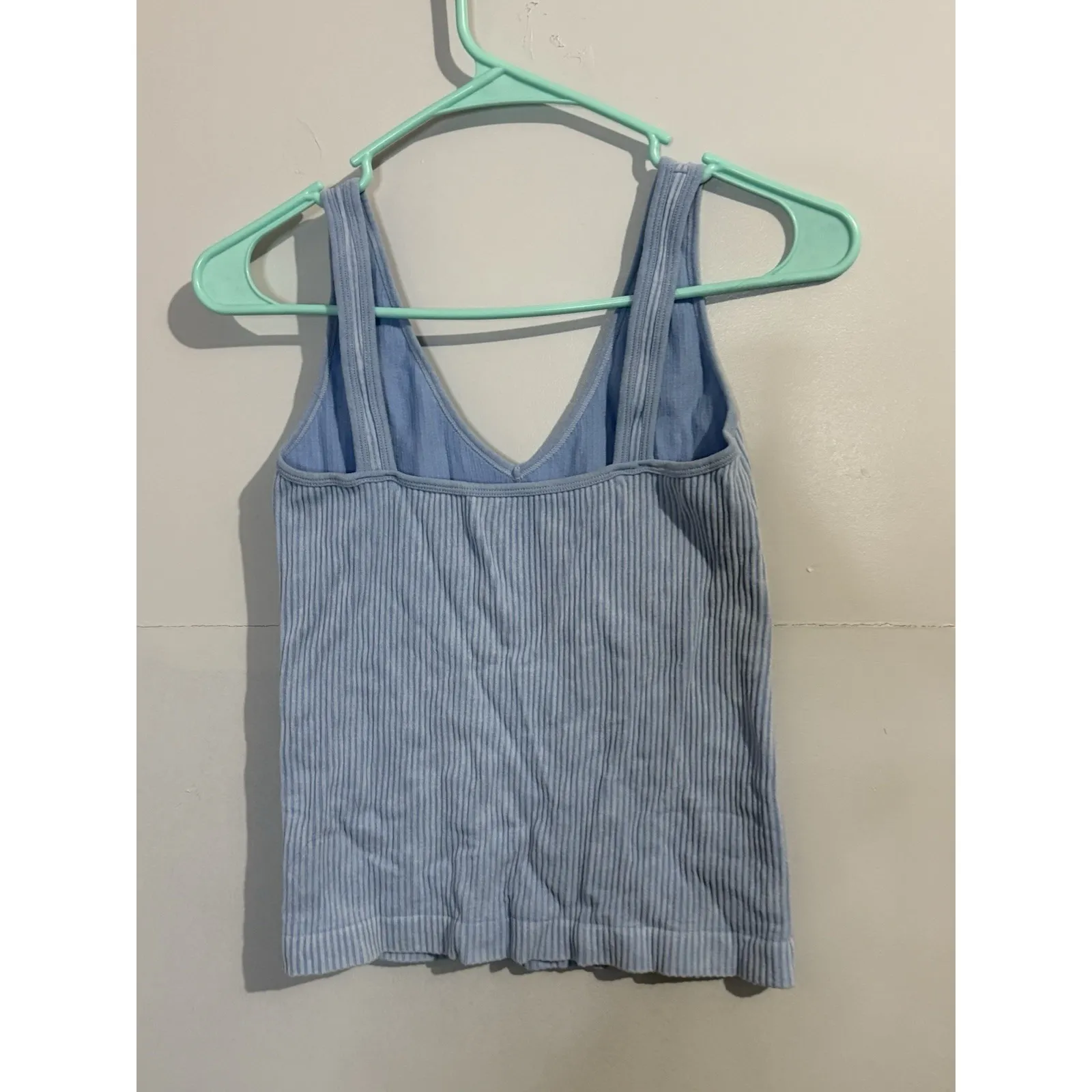 Aura Ribbed Stretch XL/XXL Cropped Tank Top for Yoga Workout Blue - Image 3