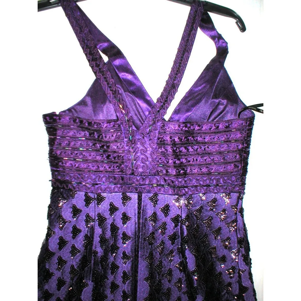 New Womens 6 NWT Sue Wong $539 Dress Dark Purple Beads Short Sequins Party Cocta - Image 7