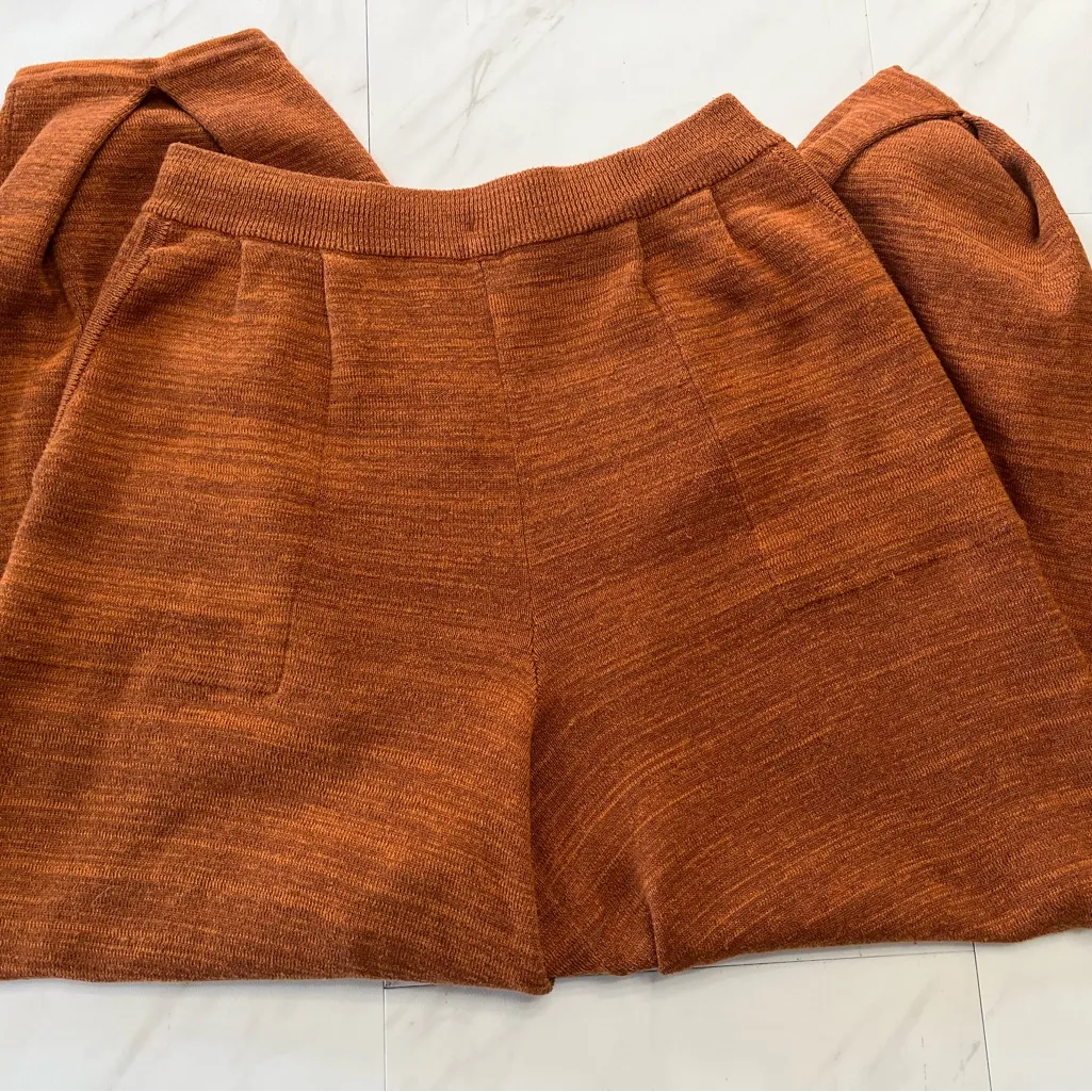 Free People Beach Orange Freya knit barrel leg Pant relaxed fit pant size large - Image 3