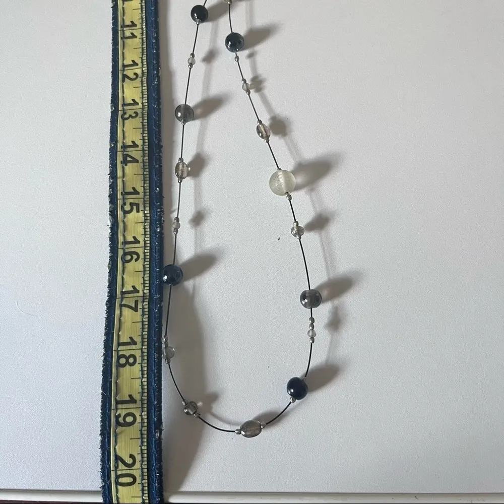 Wearable Art Silver Illusion Beaded Single or Dual Strand Metal Necklace - Image 7