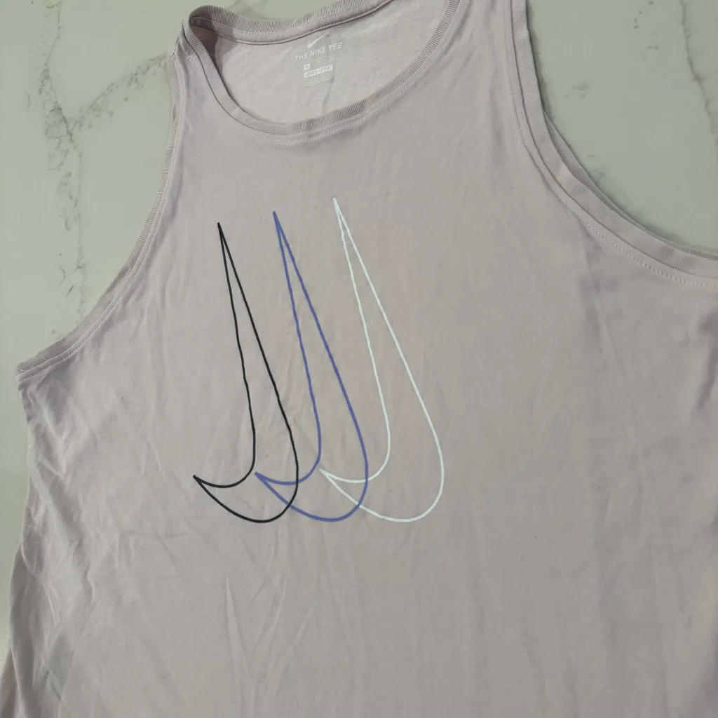 Nike The Nike Tee Dri-Fit Sleeveless Swoosh Athletic TankTop Womens Medium Pink - Image 3