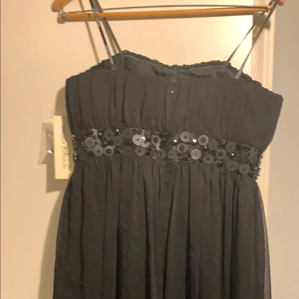 Maggy‎ London Elegant Black Dress with Floral Sequin Detail - Image 3