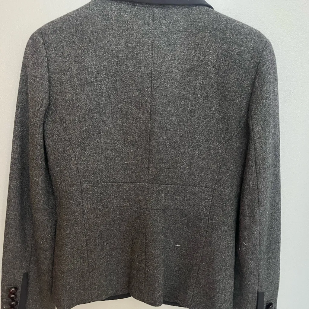 J Crew Womens Professor Blazer 2 Gray 100% Wool Academia Preppy Career‎ Pockets Black - Image 2