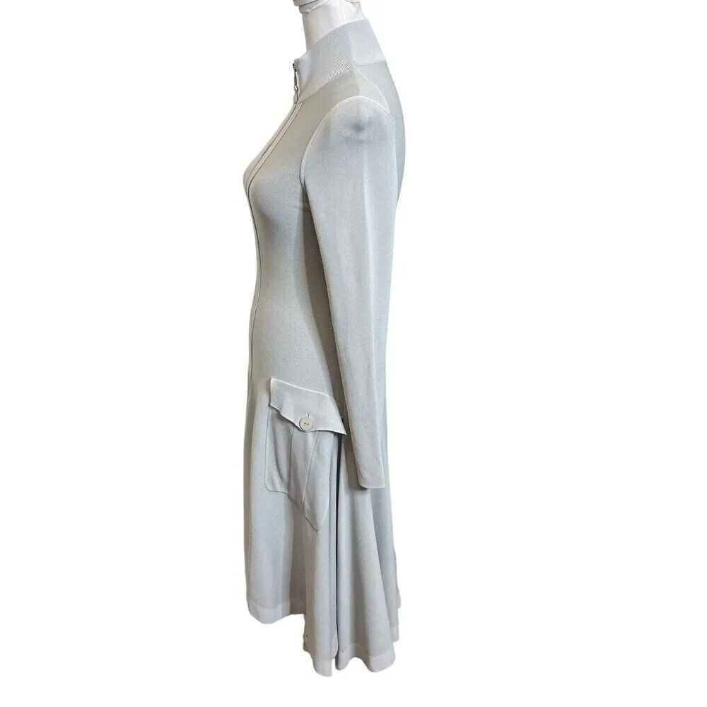 Giorgio Armani Knit Zip A-Line Fit Flare Dress Gray Mock Neck Women’s Size 4 - Image 4